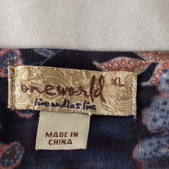 One World Short Sleeve Hi-Low Pull Over Blouse - Picture 6 of 7